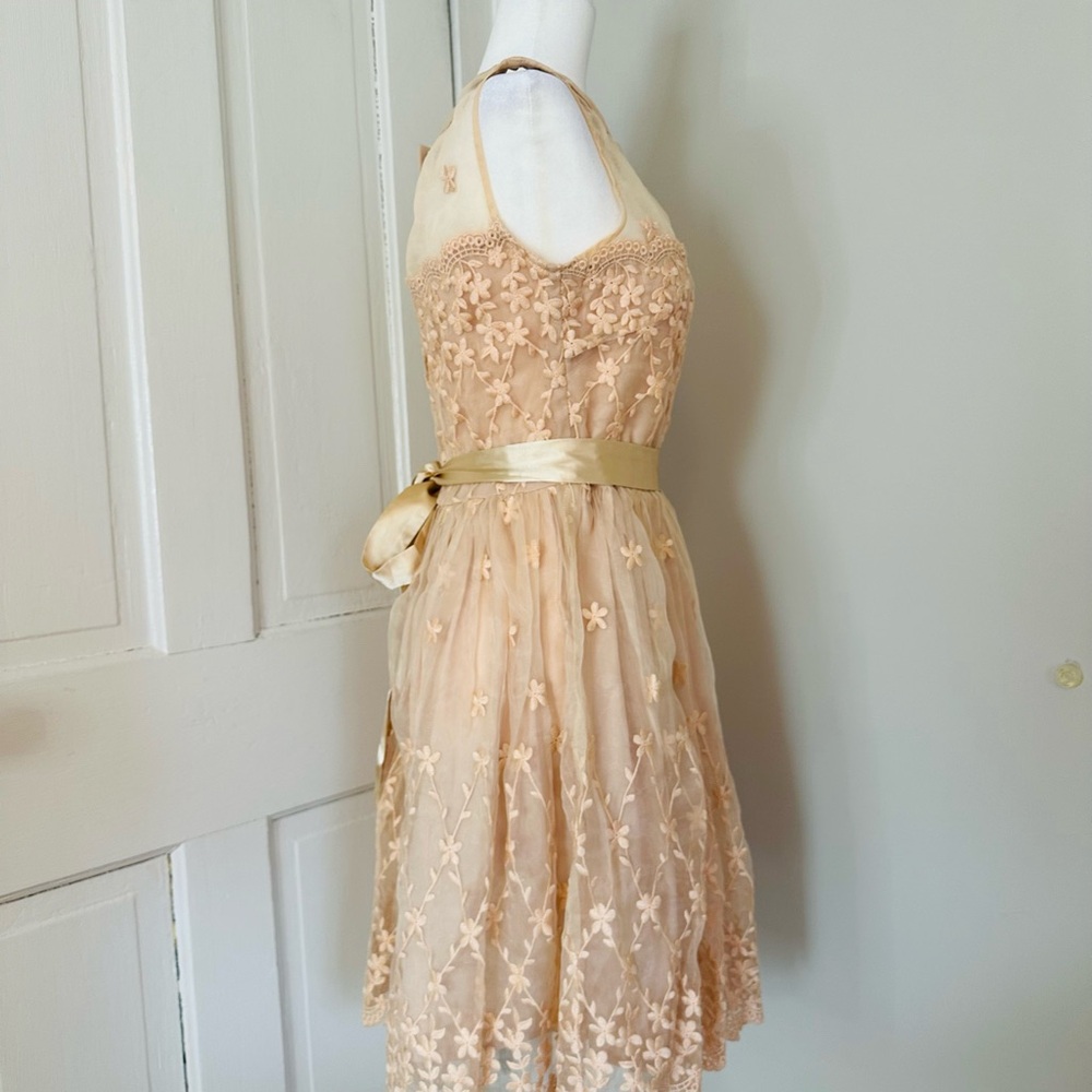Marc Jacobs Vintage Peach Silk Embroidered Dress L Fair Condition - Picture 10 of 16